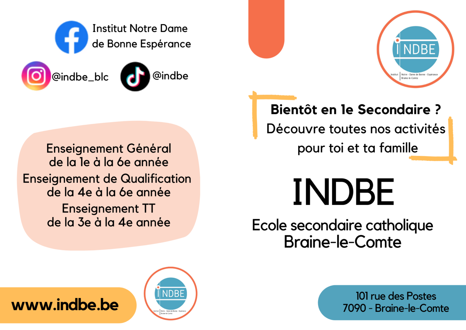 Indbe Inscriptions – Enseignement libre secondaire